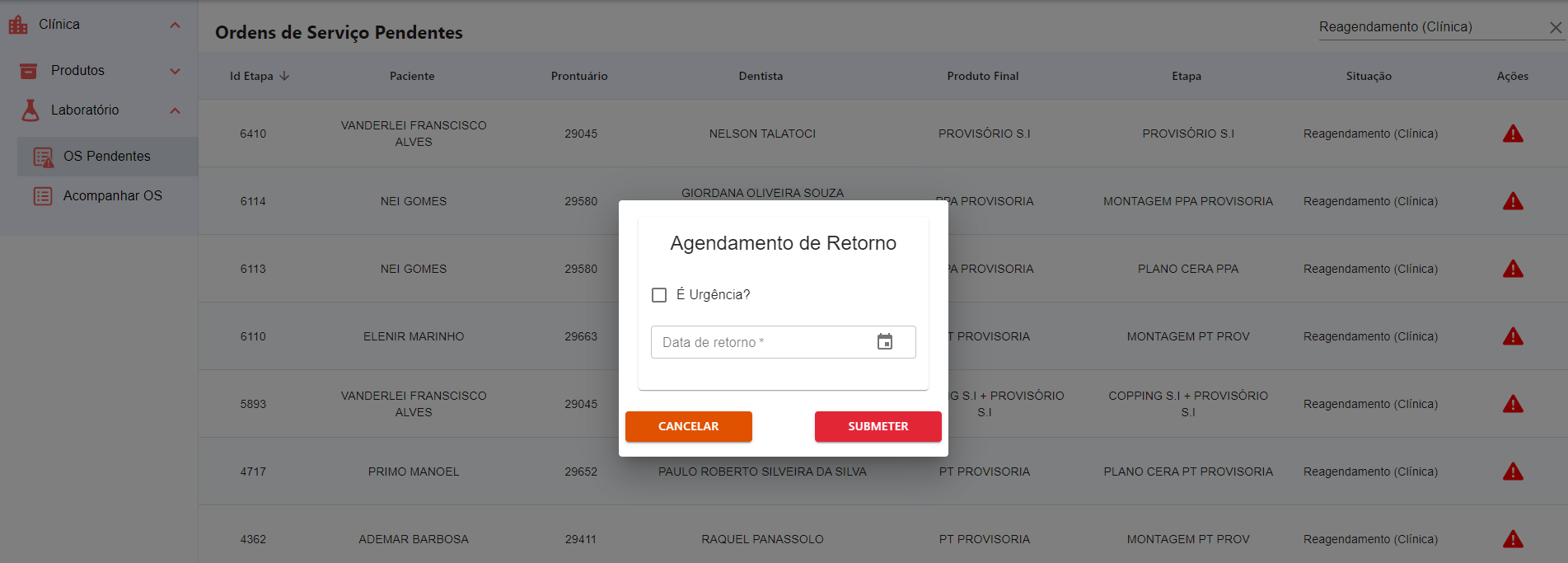 Figura 19 - Inserir a data de agendamento do retorno do paciente.